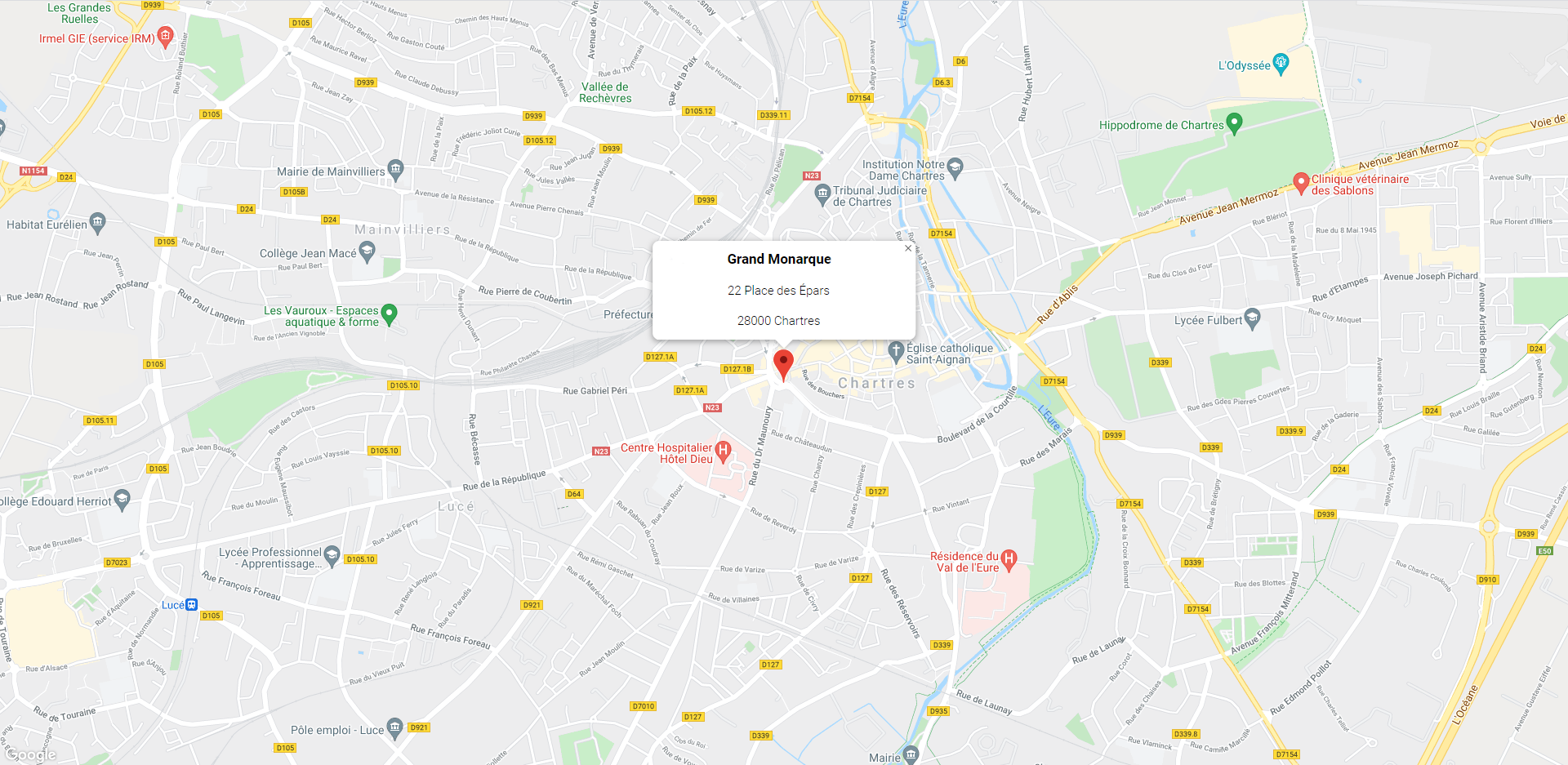 Map - Hôtel proche de La Cathédrale Notre Dame à Chartres - Le Grand Monarque 